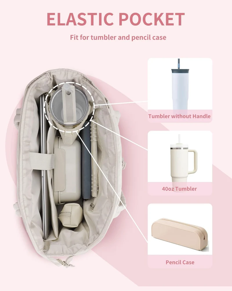 Elegant Everyday Tote Bag with Cup Holder and Secure Laptop Compartment