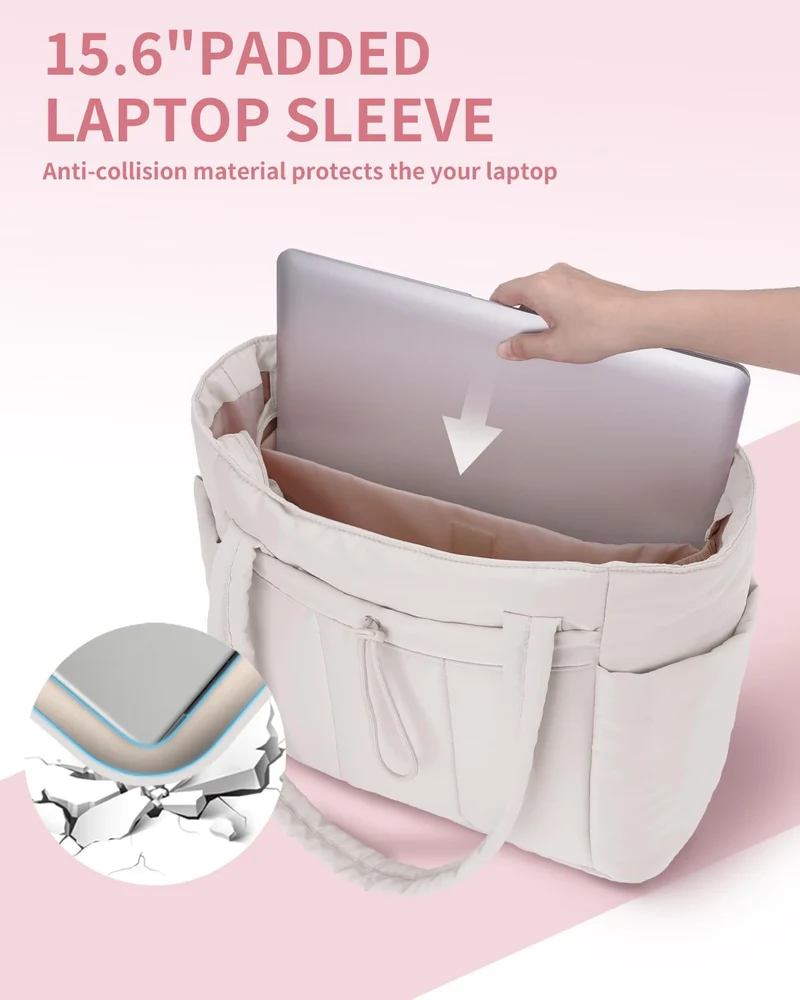 Elegant Everyday Tote Bag with Cup Holder and Secure Laptop Compartment
