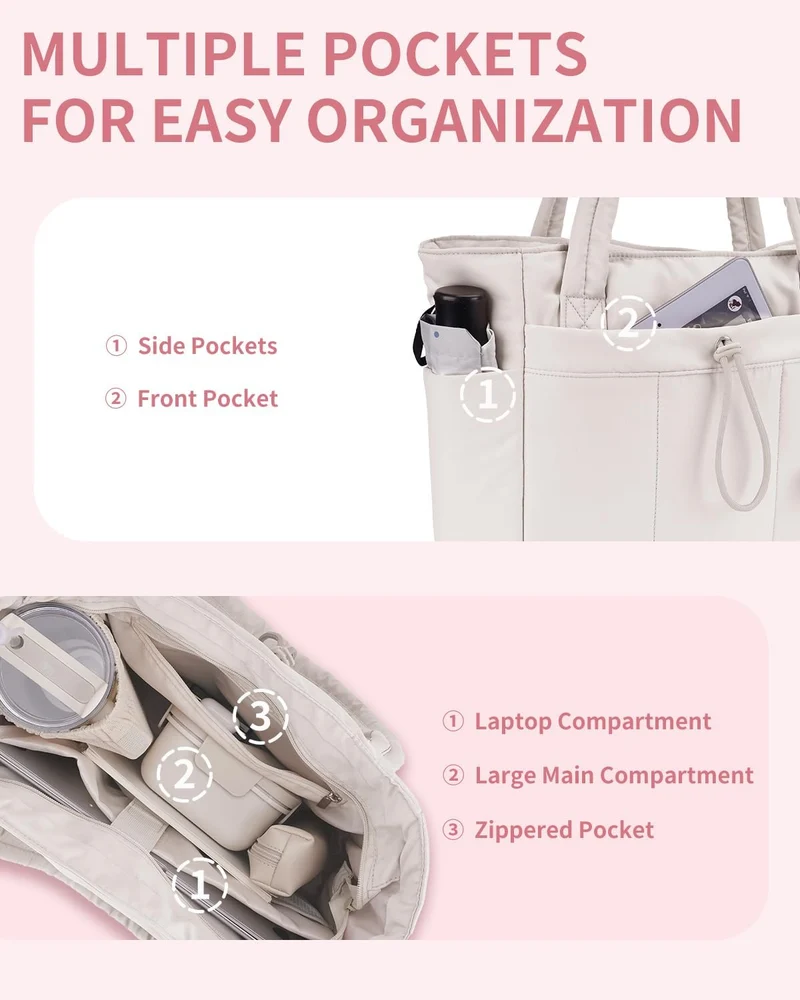 Elegant Everyday Tote Bag with Cup Holder and Secure Laptop Compartment