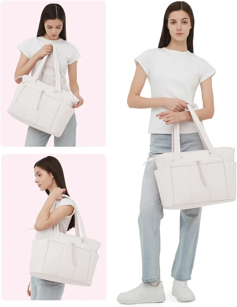 Elegant Everyday Tote Bag with Cup Holder and Secure Laptop Compartment