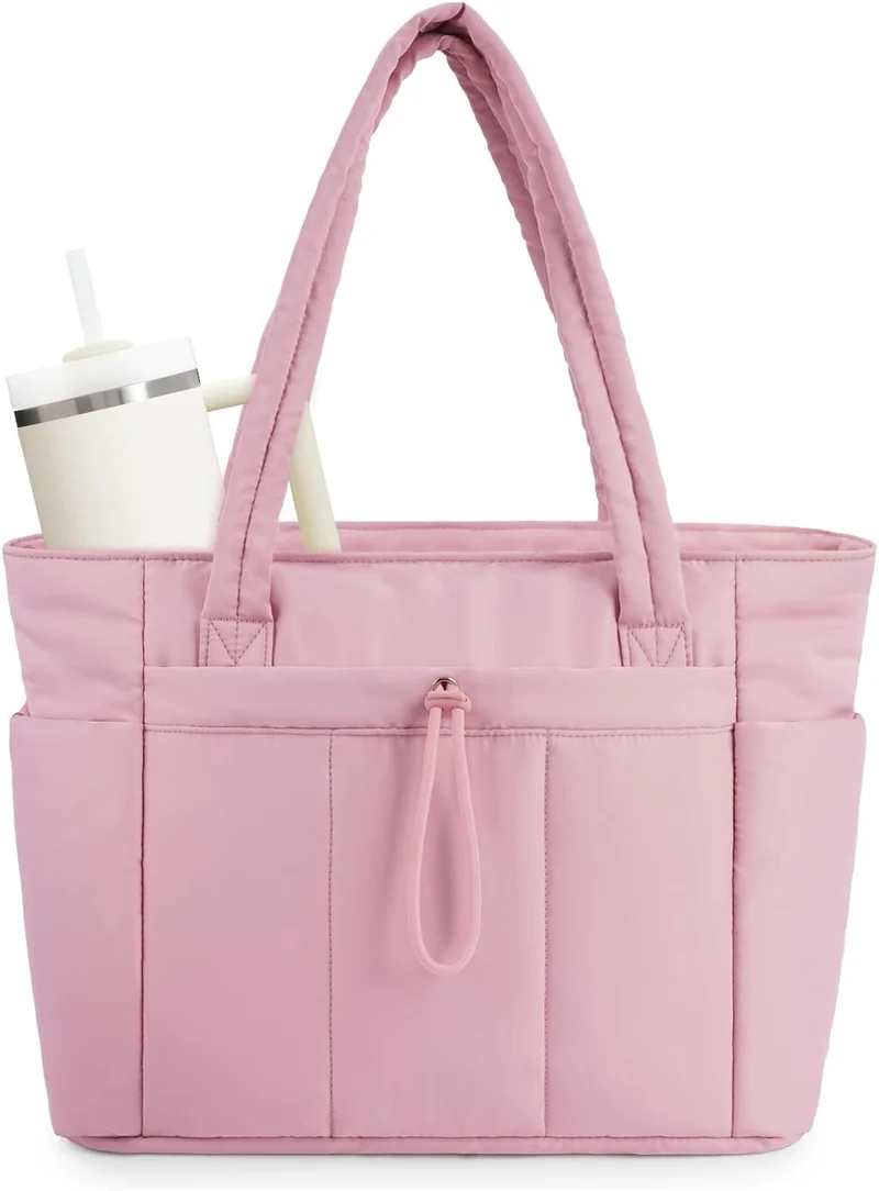Elegant Everyday Tote Bag with Cup Holder and Secure Laptop Compartment