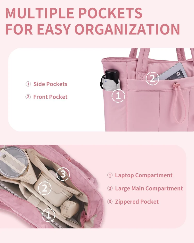 Elegant Everyday Tote Bag with Cup Holder and Secure Laptop Compartment