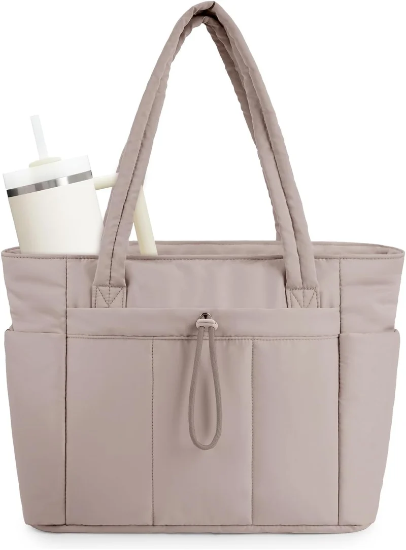 Elegant Everyday Tote Bag with Cup Holder and Secure Laptop Compartment