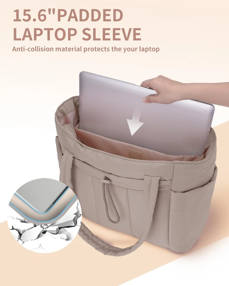 Elegant Everyday Tote Bag with Cup Holder and Secure Laptop Compartment