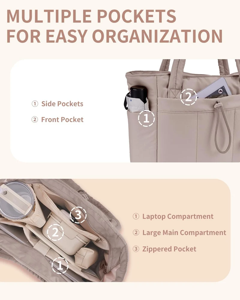 Elegant Everyday Tote Bag with Cup Holder and Secure Laptop Compartment