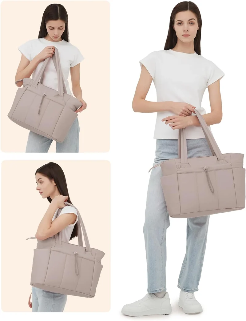 Elegant Everyday Tote Bag with Cup Holder and Secure Laptop Compartment
