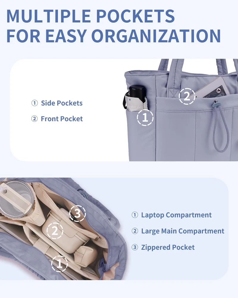 Elegant Everyday Tote Bag with Cup Holder and Secure Laptop Compartment