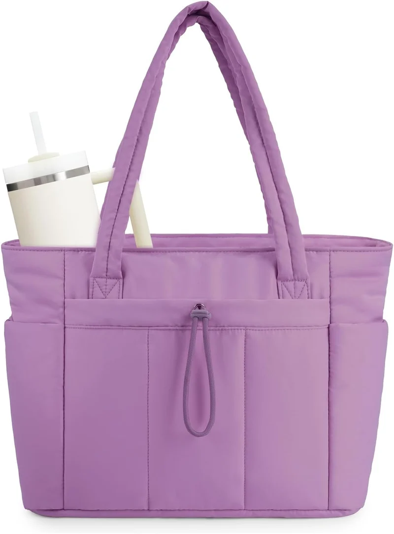 Elegant Everyday Tote Bag with Cup Holder and Secure Laptop Compartment
