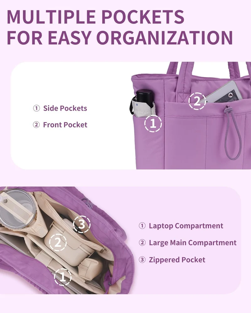 Elegant Everyday Tote Bag with Cup Holder and Secure Laptop Compartment