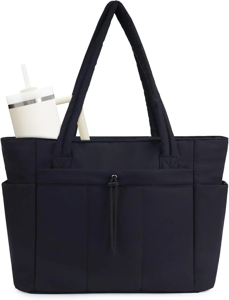 Elegant Everyday Tote Bag with Cup Holder and Secure Laptop Compartment