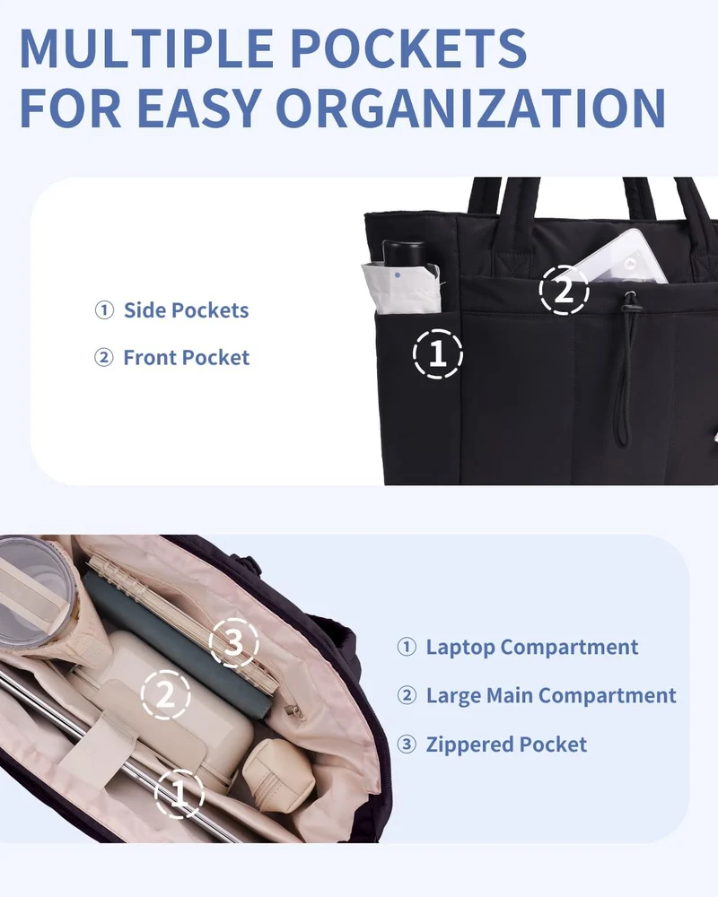 Elegant Everyday Tote Bag with Cup Holder and Secure Laptop Compartment