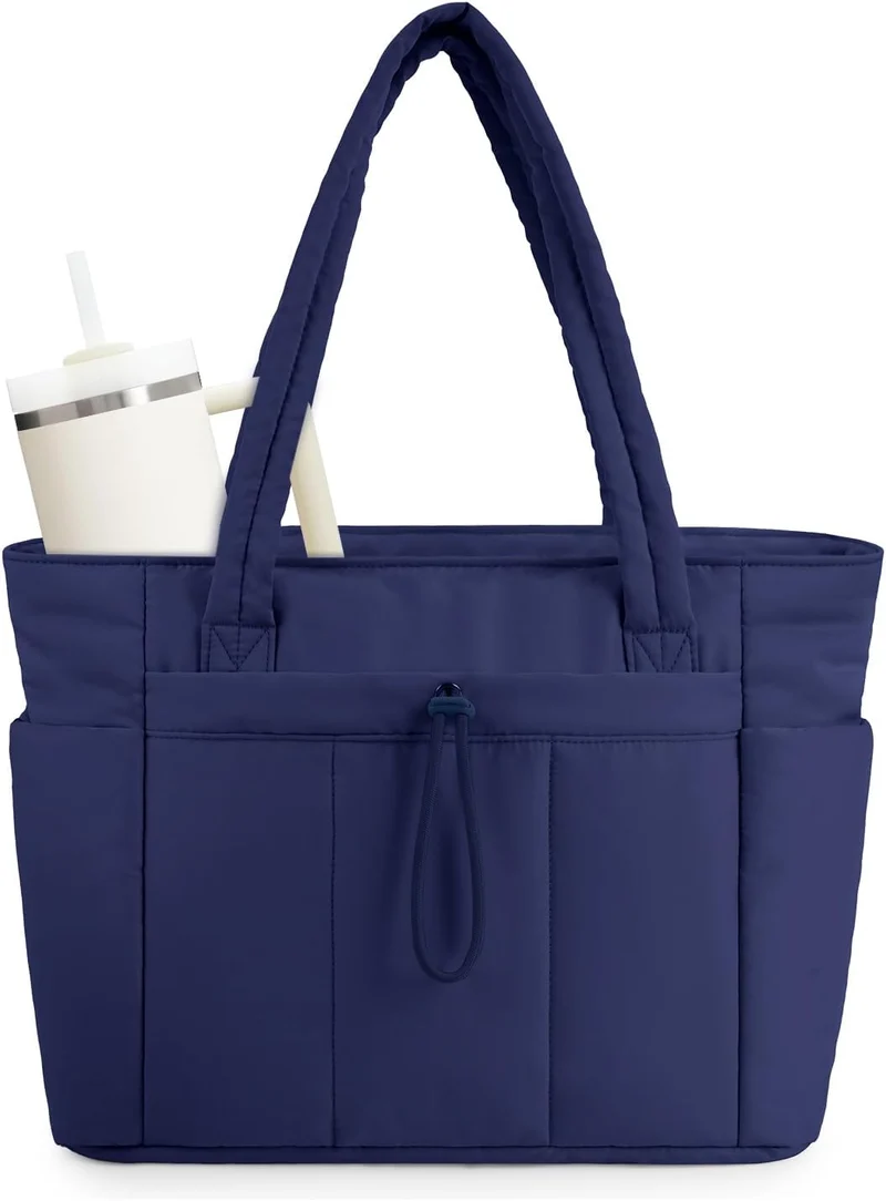 Elegant Everyday Tote Bag with Cup Holder and Secure Laptop Compartment