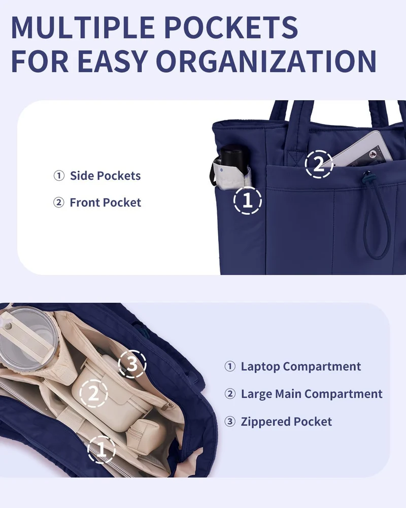 Elegant Everyday Tote Bag with Cup Holder and Secure Laptop Compartment