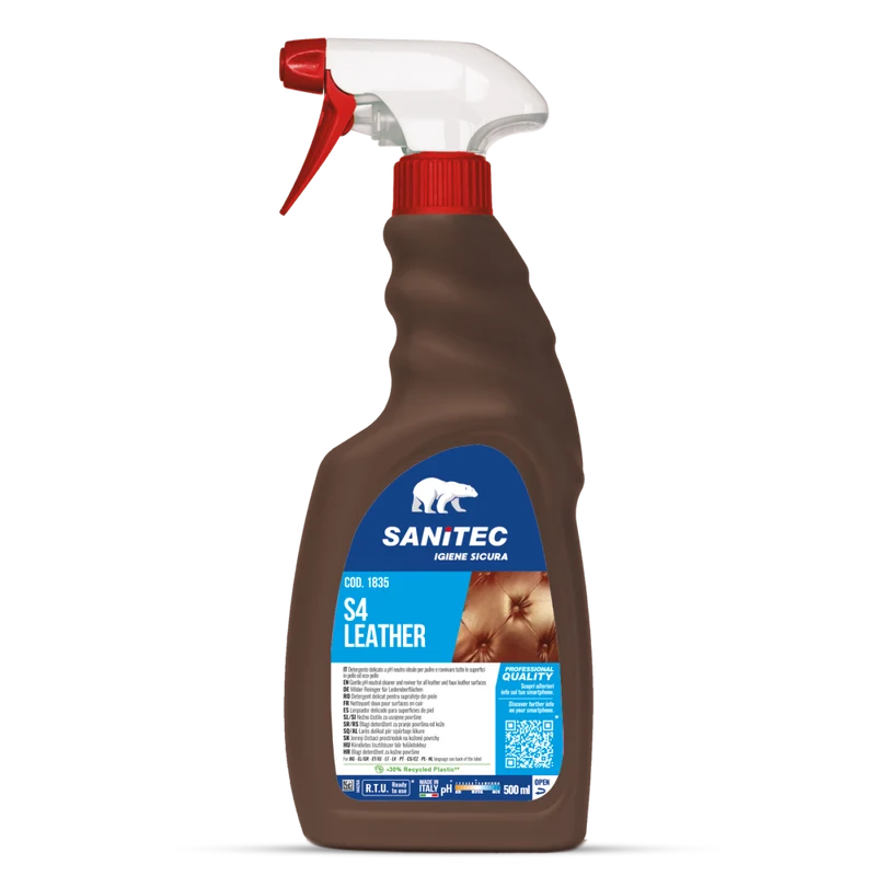 Detergente per pelle ed ecopelle Sanitec S4 Leather 500 ml DISPONIBILE IN 7 GIORNI LAVORATIVI