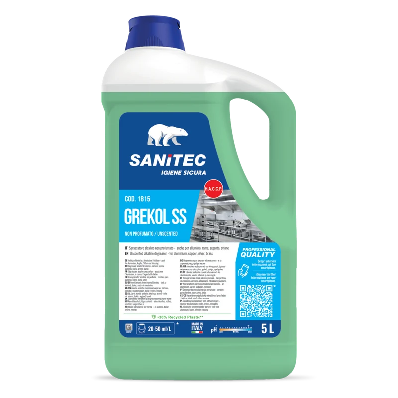 Sgrassatore alcalino per metalli Sanitec Grekol SS 2x5 litri DISPONIBILE IN 7 GIORNI LAVORATIVI