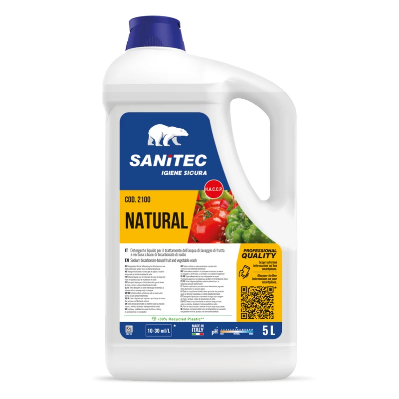 Detergente per il lavaggio di frutta e verdura Sanitec Natural Frutta e Verdura 5 litri DISPONIBILE IN 7 GIORNI LAVORATIVI
