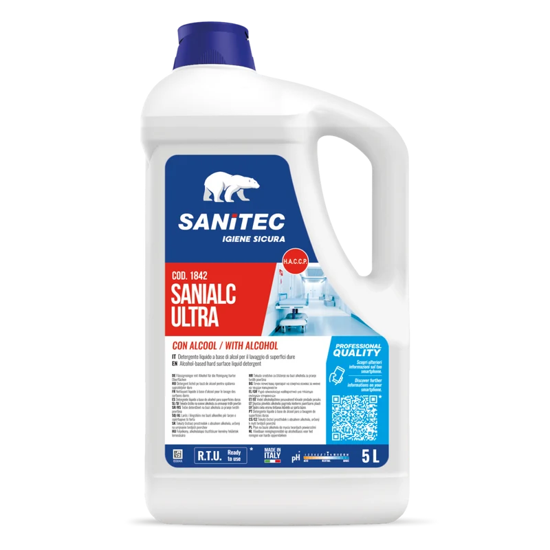 Detergente alcolico per superfici dure Sanitec Sanialc Ultra 2x5 litri DISPONIBILE IN 7 GIORNI LAVORATIVI