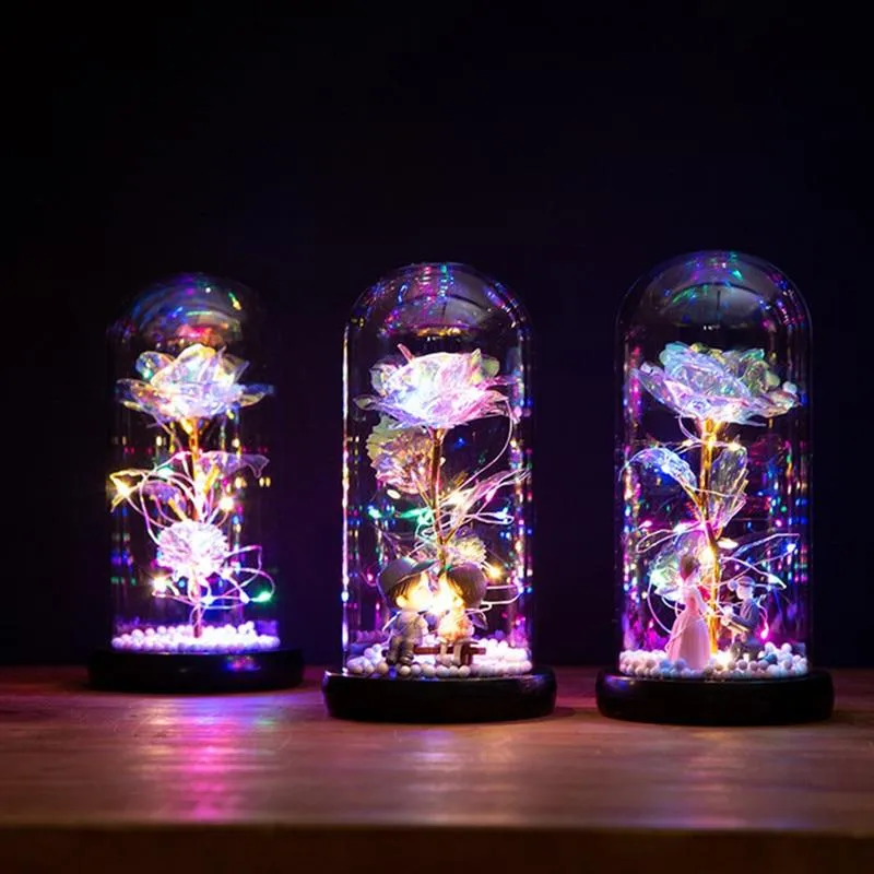 Shimmering Galactic Rose in a Glass Dome