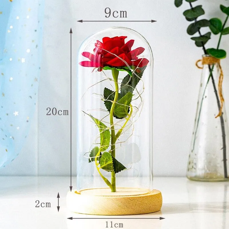 Shimmering Galactic Rose in a Glass Dome