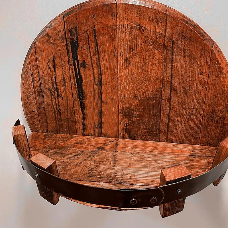 Bourbon Barrel Wall Shelf – Rustic Accent for Home Bar