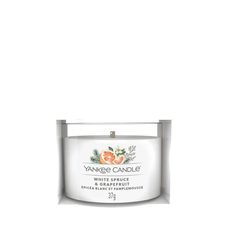 CANDELA VOTIVE IN VETRO WHITE SPRUCE & GRAPEFRUIT - YANKEE CANDLE