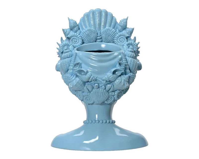 VASO DONNA A FORMA DI TESTA BLU H36 CM