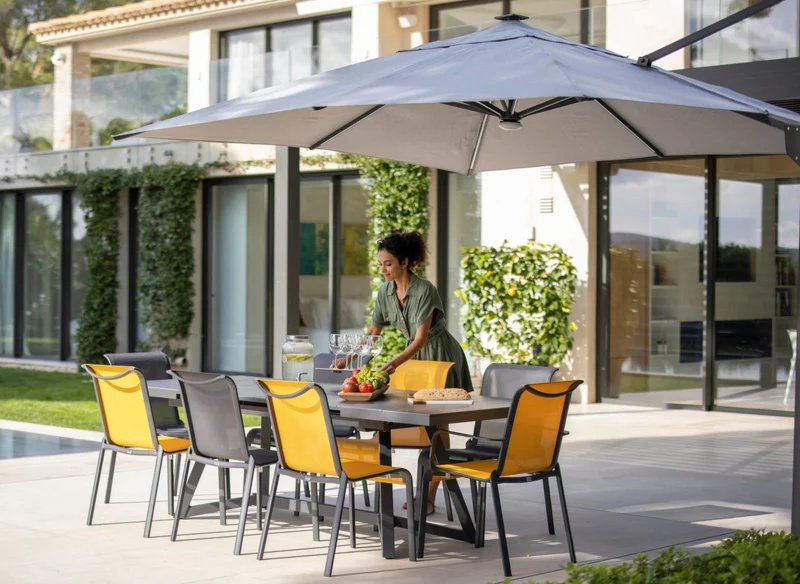 OMBRELLONE PARASOLE ELIOS 3X3MT CON LUCE LED GRIGIO CHIARO