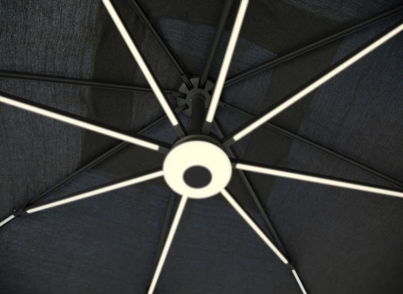 OMBRELLONE PARASOLE ELIOS 3X3MT CON LUCE LED GRIGIO CHIARO