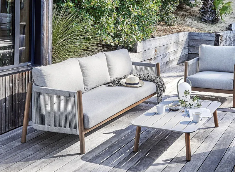 SET SALOTTO DERIVEUR 4 PEZZI BEIGE E LEGNO