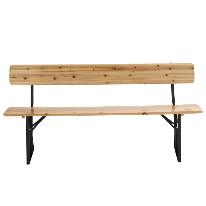 Oviala - Set di 2 panche pieghevoli in legno da birreria con schienale