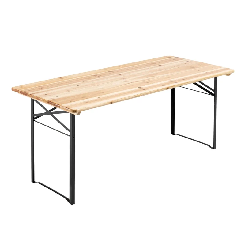 Oviala - Set di brasserie con tavolo da 180 cm e panche con schienale