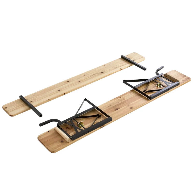 Oviala - Set di brasserie con tavolo da 180 cm e panche con schienale