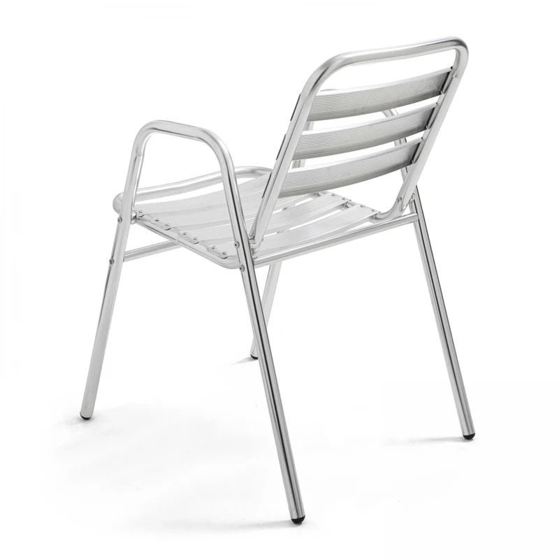 Oviala - Sedia da giardino impilabile in alluminio grigio chiaro