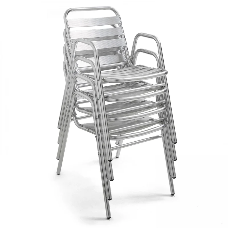Oviala - Sedia da giardino impilabile in alluminio grigio chiaro