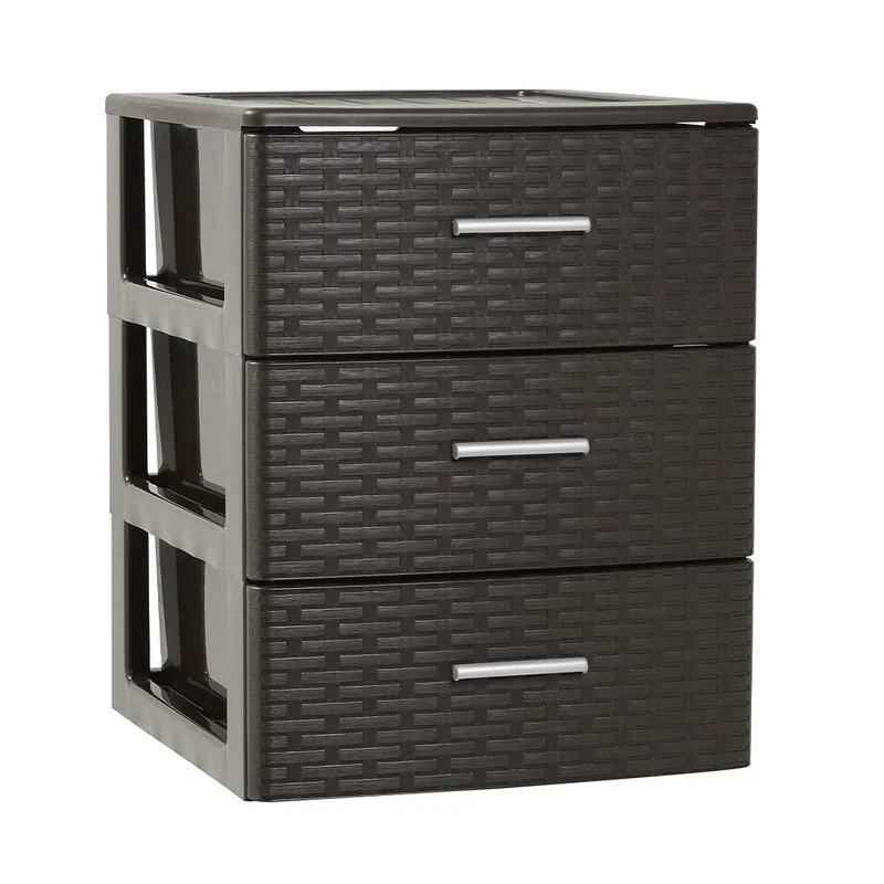 PlasticForte® Cassettiera Rin 3 Cassetti Rattan Wengue