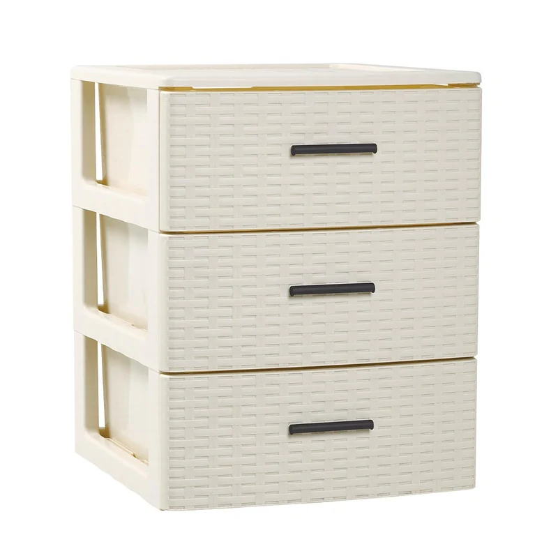 PlasticForte® Cassettiera Rin 3 Cassetti Rattan Avorio
