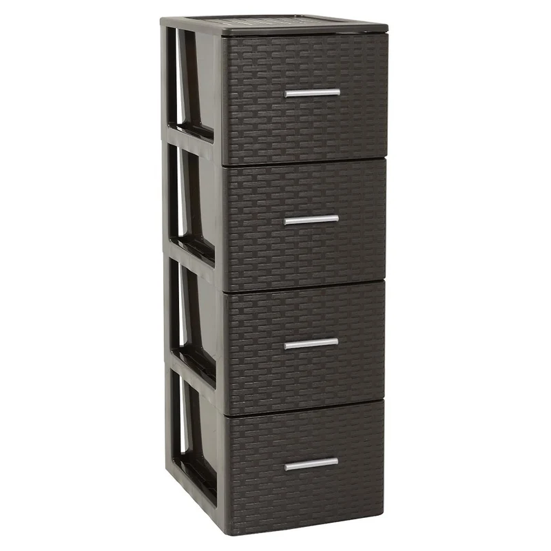PlasticForte® Cassettiera Volga 4 Cassetti Rattan Wengue