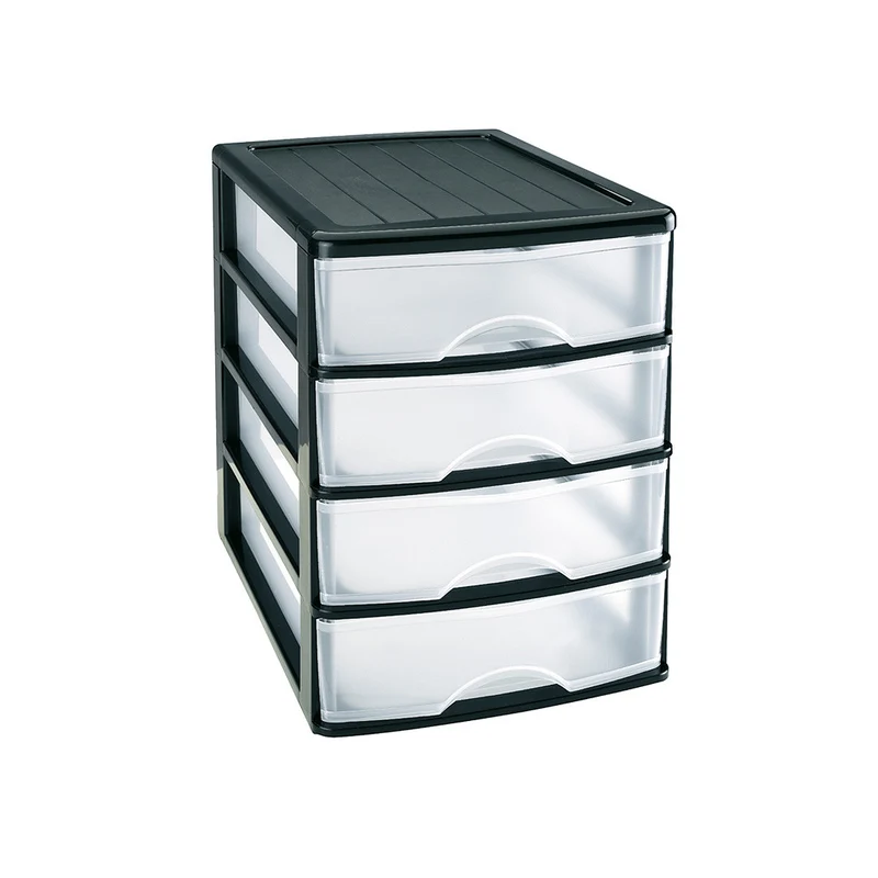 PlasticForte® Cassettiera Sobremesa 4 Cassetti Bassi