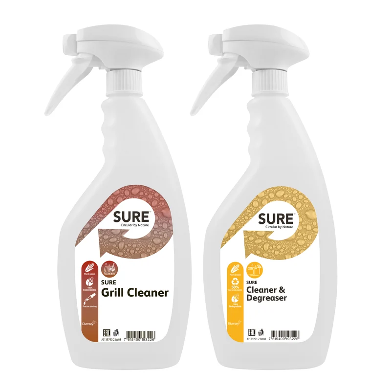 Flaconi vuoti da 750ml con spuzzatore Diversey Flaconi con spruzzatore per SURE Grill & Degreaser 1 pezzo DISPONIBILE IN 7 GIORNI LAVORATIVI