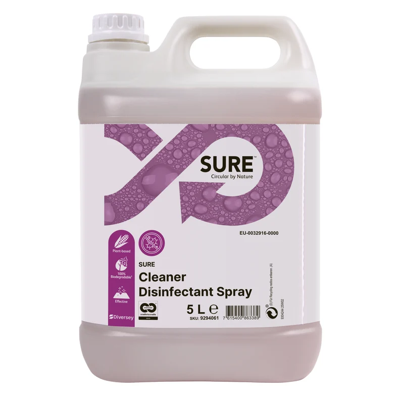 Disinfettante pronto all’uso ad azione detergente Diversey SURE Cleaner Disinfectant Spray 2x5 litri DISPONIBILE IN 7 GIORNI LAVORATIVI
