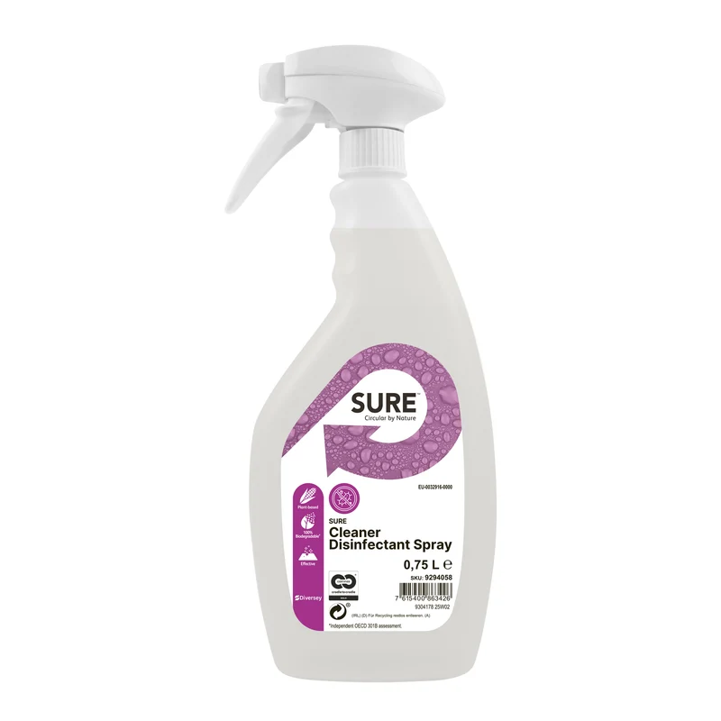 Disinfettante pronto all’uso ad azione detergente Diversey SURE Cleaner Disinfectant Spray 750 ml DISPONIBILE IN 7 GIORNI LAVORATIVI