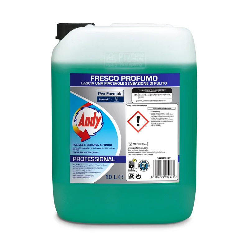 Detergente ammoniacale per superfici dure Diversey Andy Liquido 10 kg DISPONIBILE IN 7 GIORNI LAVORATIVI