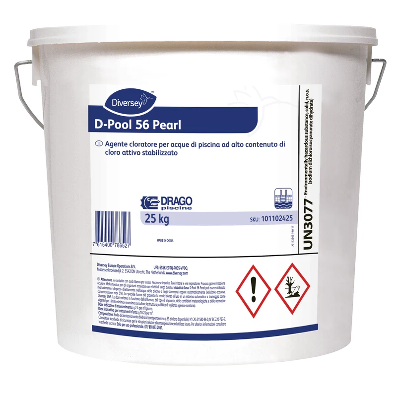 Dicloro isocianurato ad elevata solubilità Diversey D-Pool 56 Pearl 25 kg DISPONIBILE IN 7 GIORNI LAVORATIVI