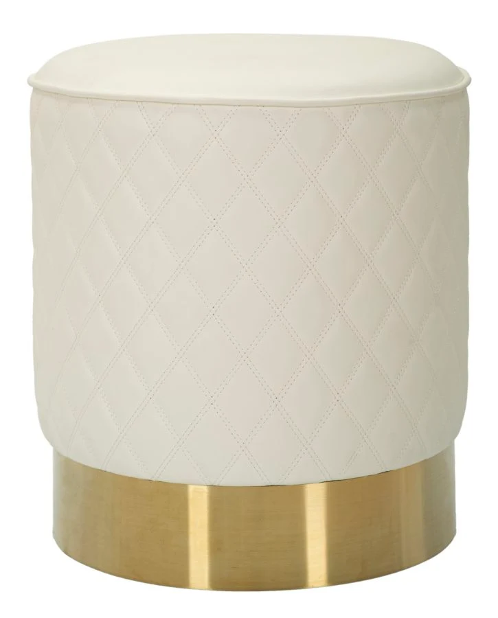 Puff Rotondo Sharon Ø36x39 cm in Pino e MDF e Metallo e Plastica