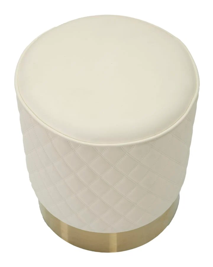 Puff Rotondo Sharon Ø36x39 cm in Pino e MDF e Metallo e Plastica