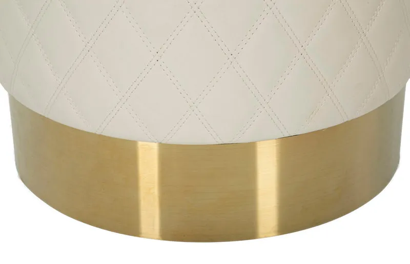 Puff Rotondo Sharon Ø36x39 cm in Pino e MDF e Metallo e Plastica