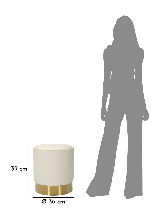 Puff Rotondo Sharon Ø36x39 cm in Pino e MDF e Metallo e Plastica
