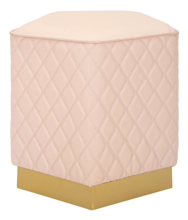 Puff Pentagonale Sharon 38x38x38 cm in Pino e MDF e Metallo e Plastica