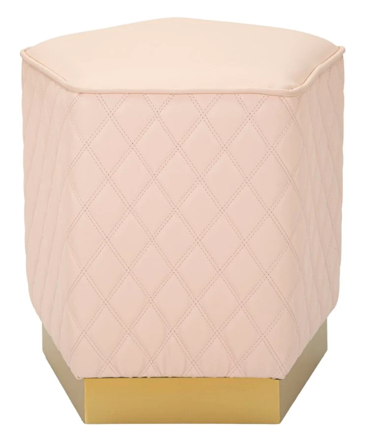 Puff Pentagonale Sharon 38x38x38 cm in Pino e MDF e Metallo e Plastica