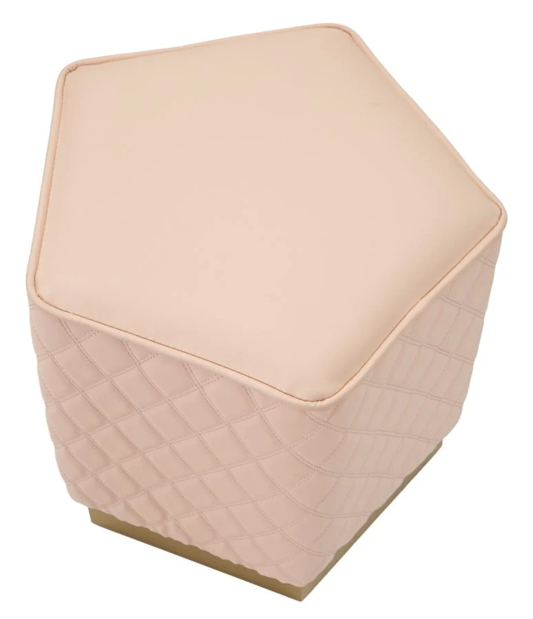 Puff Pentagonale Sharon 38x38x38 cm in Pino e MDF e Metallo e Plastica